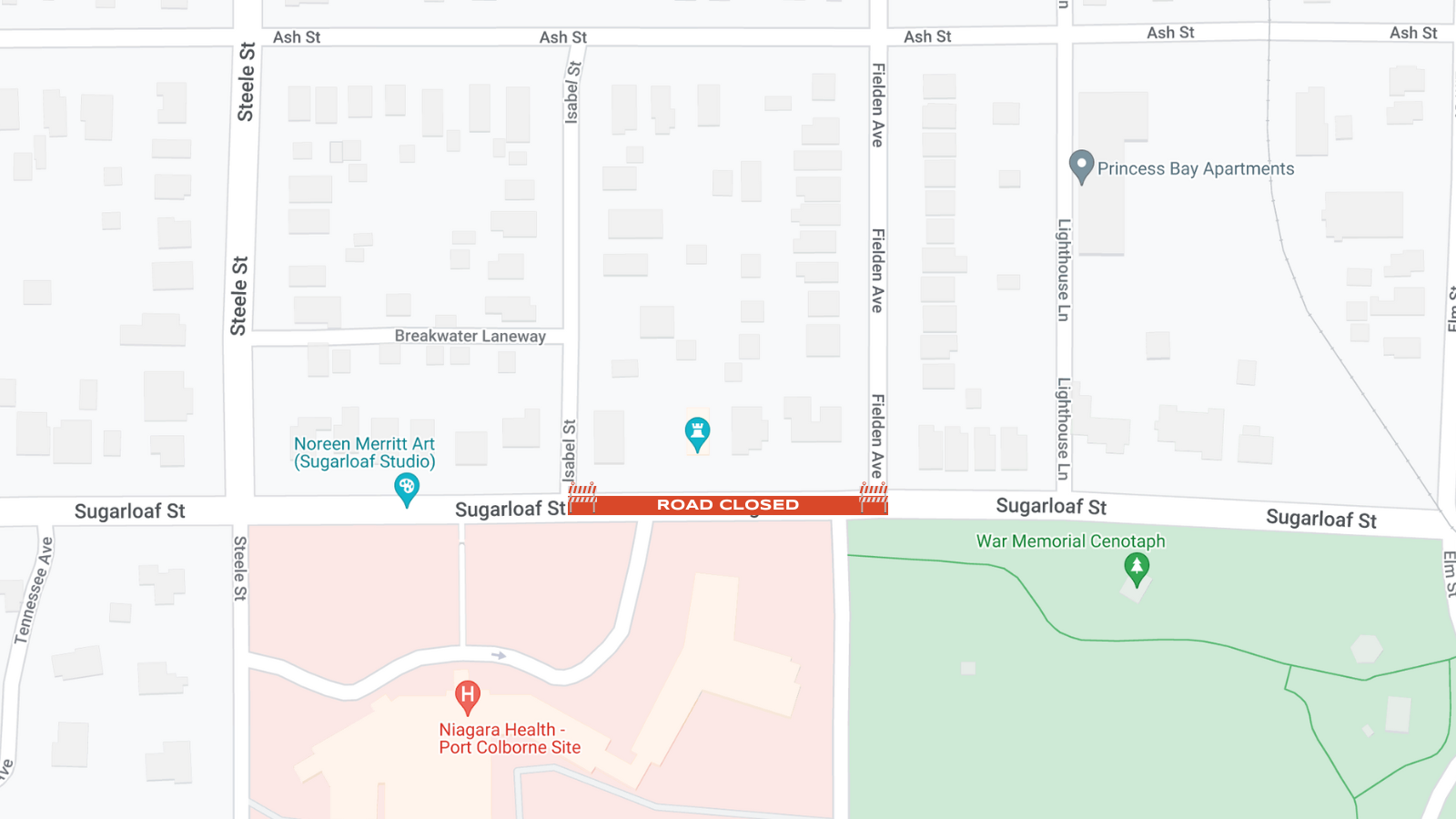 Sugarloaf St Road closure map